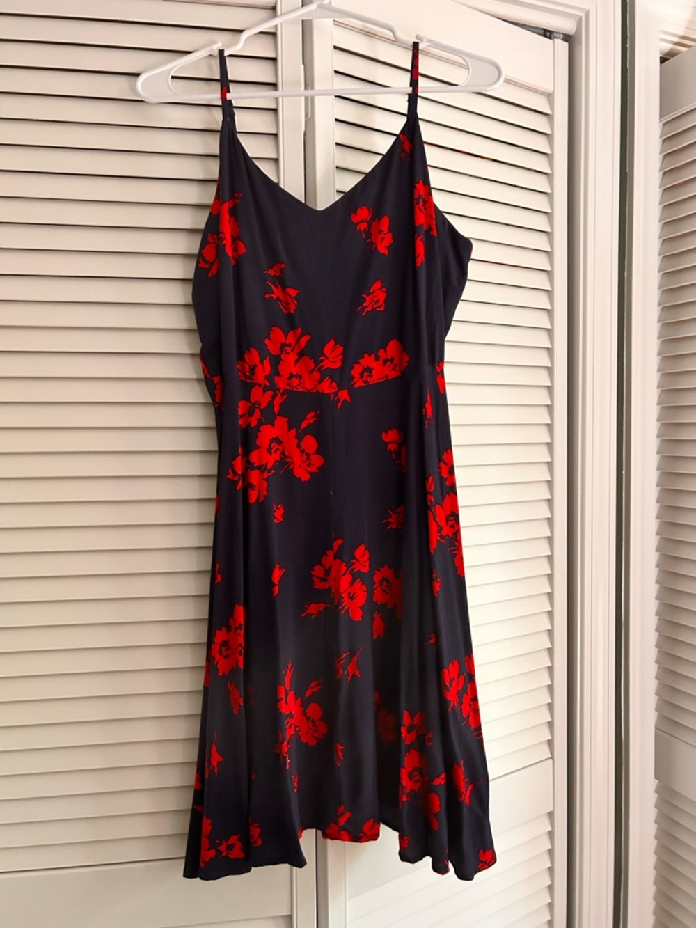 GAP Navy Slip Dress with Red Floral Print